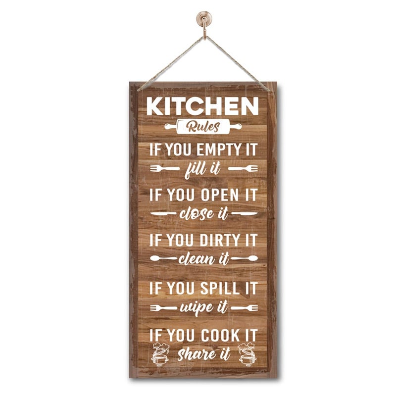 Gkwa Hanging Rustic Wooden Kitchen Decor Sign, Printed Wood Wall Art, Funny Farmhouse Kitchen Wall Decor I1 - Image 1