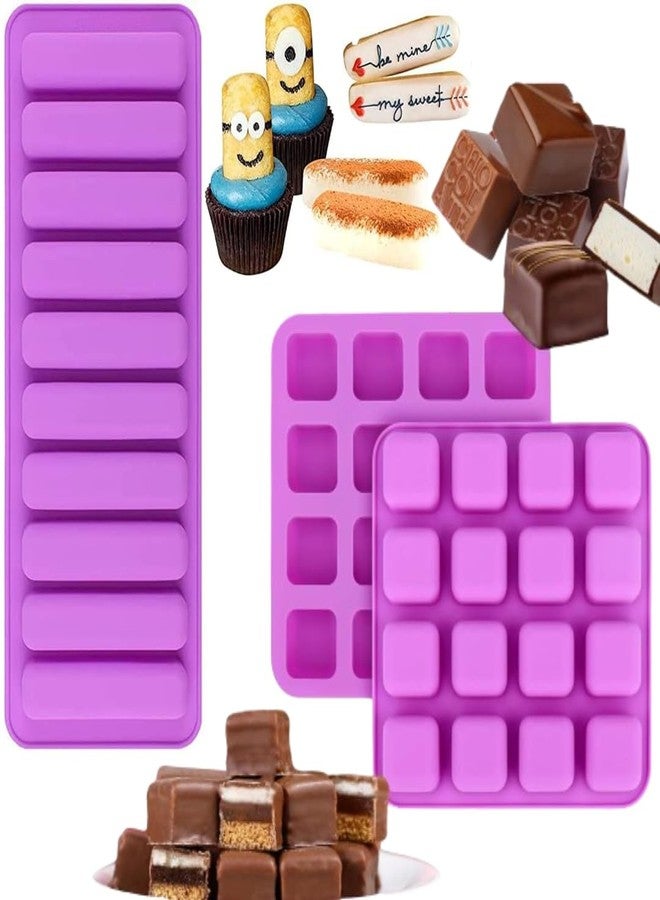 Skytail 16 Slot Square & 10 Slot Ladyfinger Silicone Moulds Baking Chocolate Strips Candy Bar Cheesecake Brownie Caramel Pralines Ganache Truffle Bread Ice Cube Muffin Pudding Jelly Soap Lotion Bar - Image 1