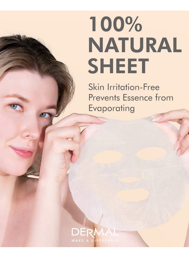 ديرمال قناع الوجه الكوري ديرمال كومبو 39 عبوة من خلاصة الكولاجين - قناع مرطب ومهدئ للوجه مع البانثينول - قناع ورقي للعناية الذاتية مضاد للحساسية لجميع أنواع البشرة - أقنعة علاجية منزلية طبيعية - Image 5