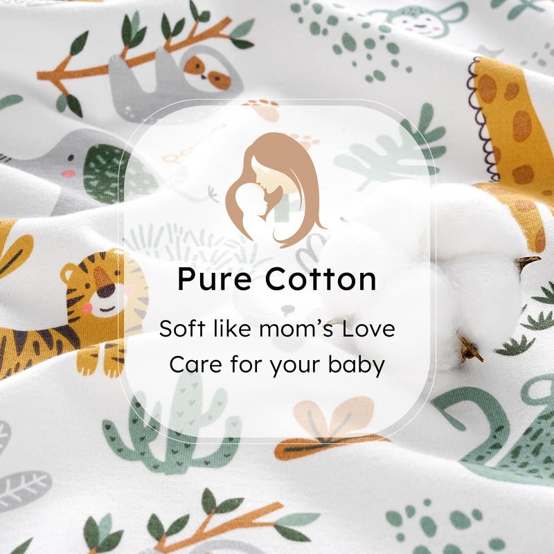 FIEMOL Baby Sleep Sack 0-6 months, 100% Cotton Sleeping Sack for Newborn and Infant, 3 Pack Baby Wearable Blanket for Boy and Girl, 0.5 Tog Lightweight Double Zipper Sleep Bag Green Brown Giraffe - Image 5