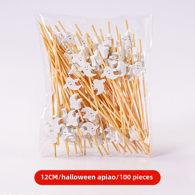 Bamboo Fruit Skewers Artistic Picks Cocktail Sticks White Ghost 