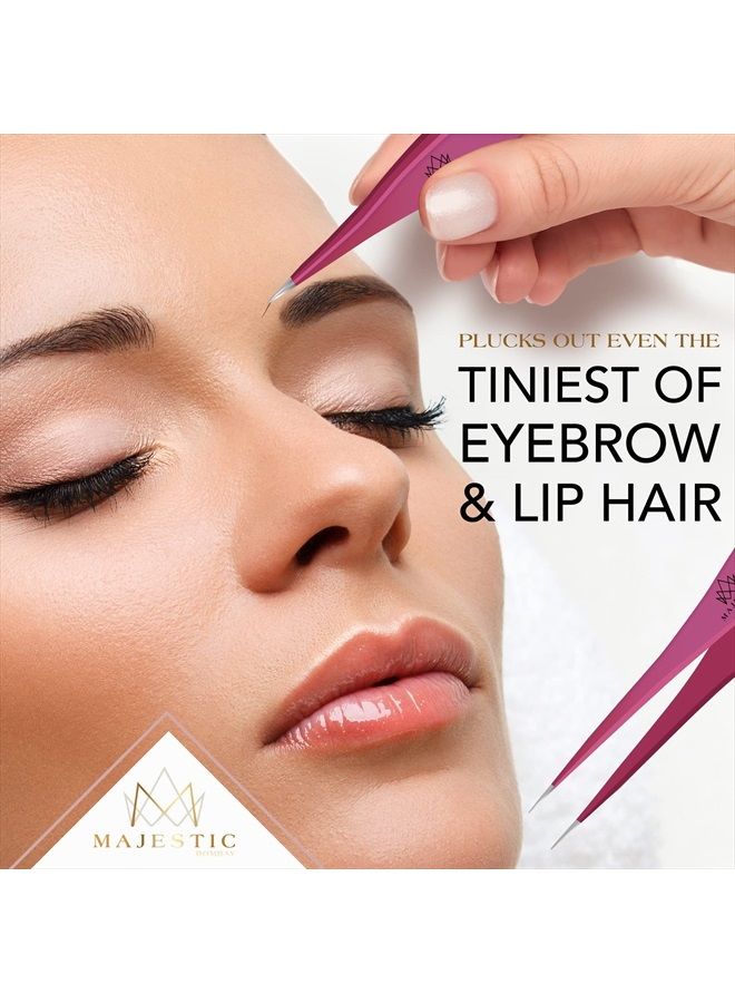 Majestic Bombay Fine Point Tweezers for Women and Men – Splinter Ticks, Facial, Brow and Ingrown Hair Removal–Sharp, Needle Nose, Surgical Tweezers Precision Pluckers best tweezers for chin hair - Image 5