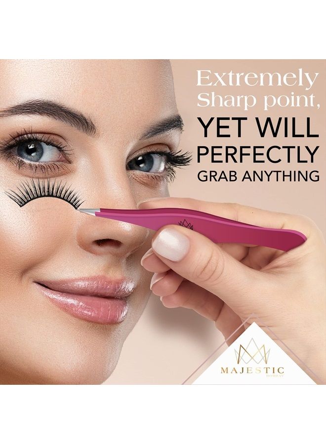 Majestic Bombay Fine Point Tweezers for Women and Men – Splinter Ticks, Facial, Brow and Ingrown Hair Removal–Sharp, Needle Nose, Surgical Tweezers Precision Pluckers best tweezers for chin hair - Image 2