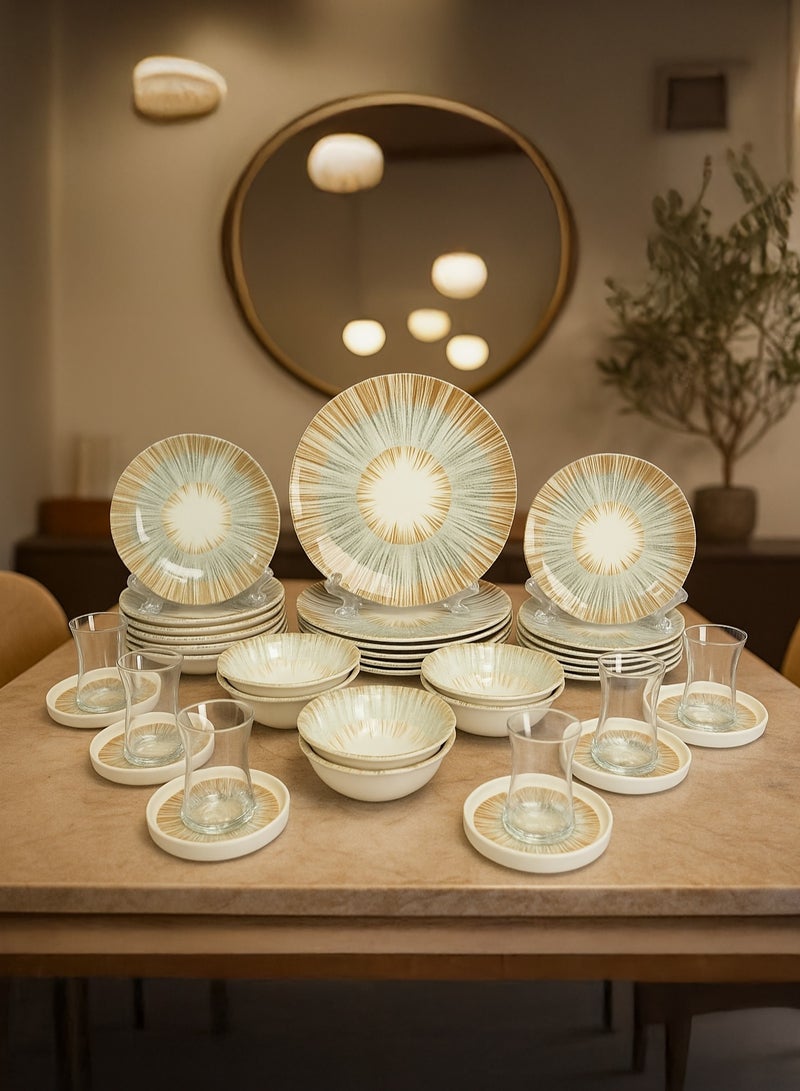 أوزو طقم صحون فاخر  بورسلان تركي  مكون من 36 قطعه مناسب ل 6 اشخاص - Image 1