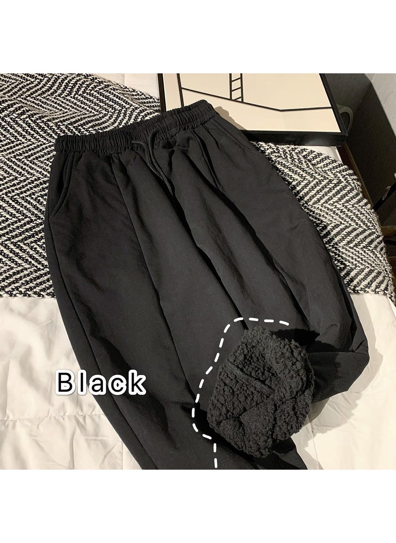 Generic - Warm Sherpa Lined Casual Trousers black lamb fleece - Image 1