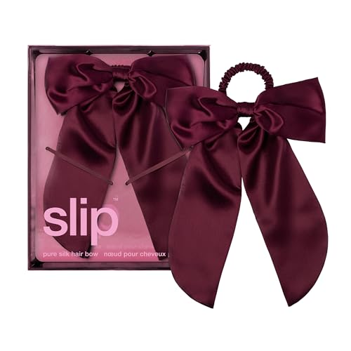 Slip Pure Silk Hair Bow Crimson Oversized Mulberry Silk Bow with BuiltIn Hair Tie Reduces Breakage Creases Frizz Luxurious Hair Accessory - Image 1