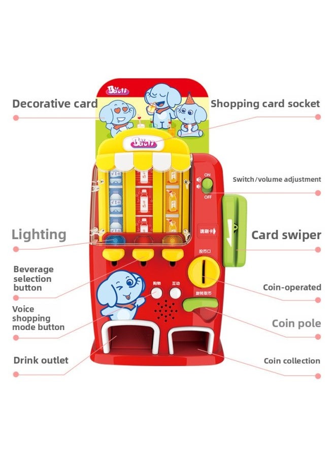 null - Children's Beverage Vending Machine Vending Machine Vending Machine Play House Coin Card Card Self-service Shopping Simulation Vending Machine Toy-Color:Vending Machine-Red [Coin Card Swipe Interactive Voice] Postal Box-Specifications:Not Charged - Image 1