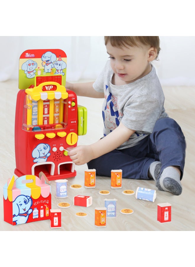 null - Children's Beverage Vending Machine Vending Machine Vending Machine Play House Coin Card Card Self-service Shopping Simulation Vending Machine Toy-Color:Vending Machine-Red [Coin Card Swipe Interactive Voice] Postal Box-Specifications:Not Charged - Image 1