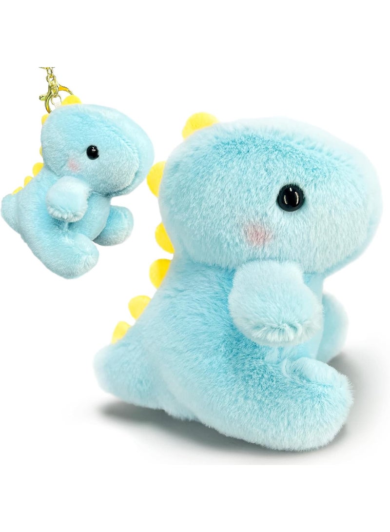 SOLARAE Dino Keychain, Toys Key Chain, Mini Plush Toys Key Chain, Cartoon Plush Doll,  Fat Dino Stuffed Animal for Girls ? Boys, Birthday Gifts (Blue) - Image 1