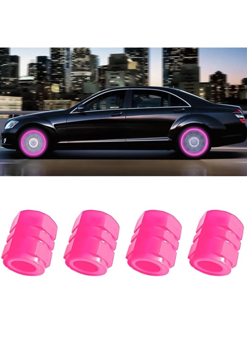 عام 4 قطع من أغطية جذع صمام إطارات السيارة الفلورسنت، غطاء صمام إطارات السيارات المتوهج في الظلام، مقاوم للتآكل، ملحقات ديكور السيارة عالمية لسيارات الدفع الرباعي والشاحنات والسيارات - Image 1