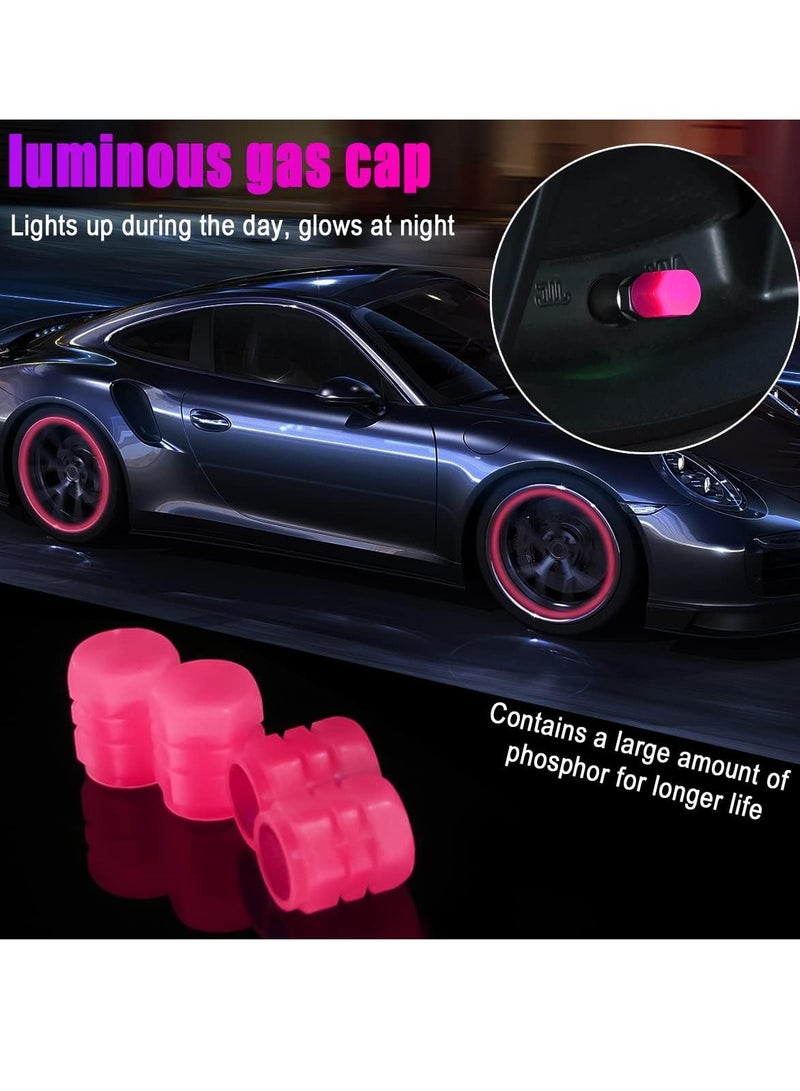 عام 4 قطع من أغطية جذع صمام إطارات السيارة الفلورسنت، غطاء صمام إطارات السيارات المتوهج في الظلام، مقاوم للتآكل، ملحقات ديكور السيارة عالمية لسيارات الدفع الرباعي والشاحنات والسيارات - Image 4