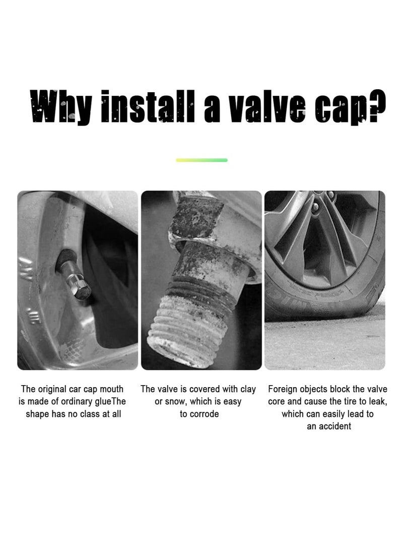 عام 4 قطع من أغطية جذع صمام إطارات السيارة الفلورسنت، غطاء صمام إطارات السيارات المتوهج في الظلام، مقاوم للتآكل، ملحقات ديكور السيارة عالمية لسيارات الدفع الرباعي والشاحنات والسيارات - Image 5