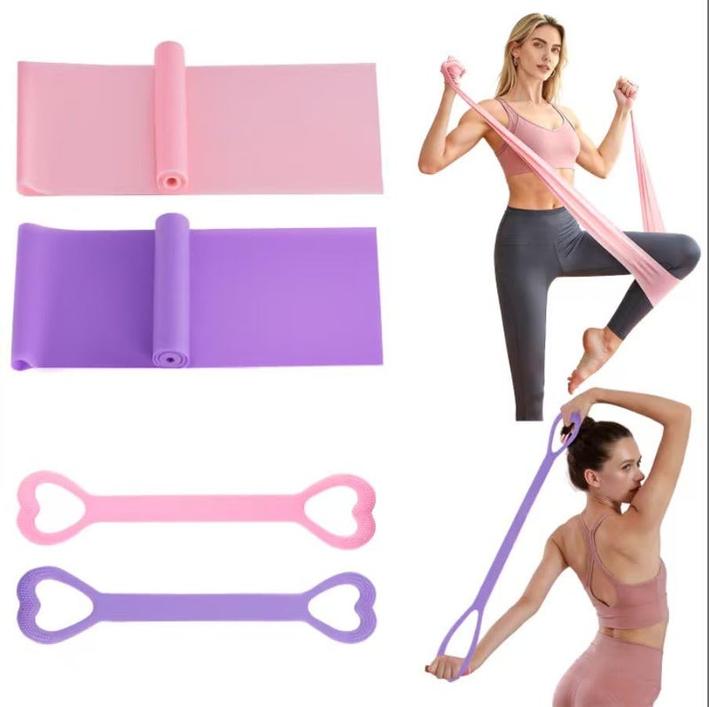 Muaoush Resistance Bands, Figure 8 Resistance Band, 4 Pack - Latex-Free Exercise Bands for Home Gym, Strength Training & Physical Therapy | Yoga, Pilates, Glute Workouts | Portable Elastic Bands - Image 1
