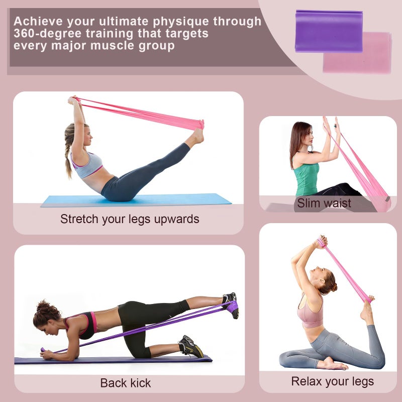 Muaoush Resistance Bands, Figure 8 Resistance Band, 4 Pack - Latex-Free Exercise Bands for Home Gym, Strength Training & Physical Therapy | Yoga, Pilates, Glute Workouts | Portable Elastic Bands - Image 5