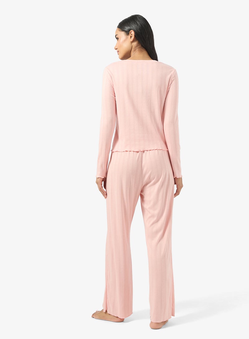 Ginger Cozy Pointelle Top & Pyjama Set - Image 2