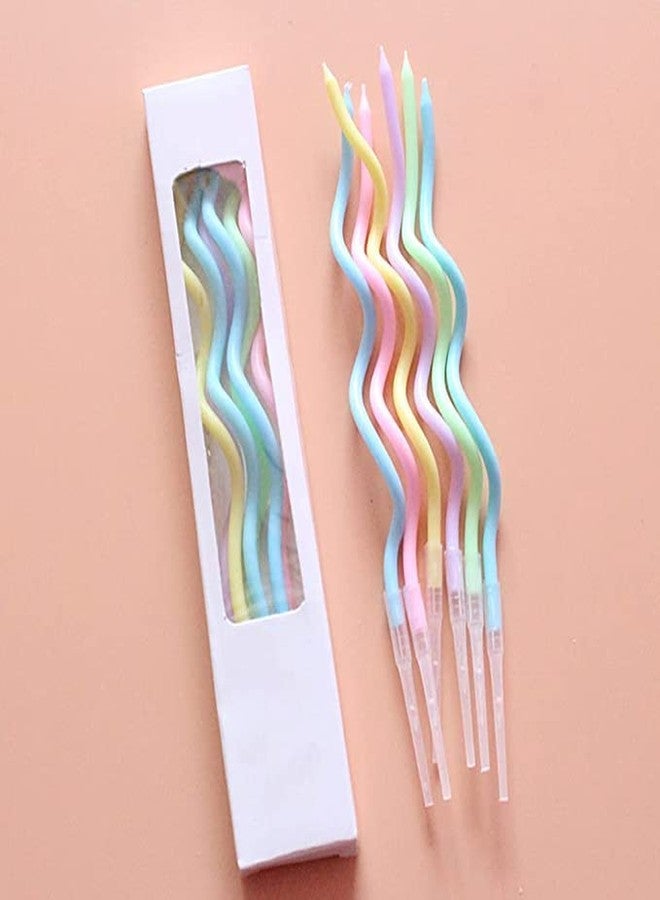 Happy Space - 6pcs Multi Color Twisted/Spiral Pastel Colors Birthday Candles. Cake/Cupcake Decoration for Birthdays/Anniversary/Baby Shower - Image 4
