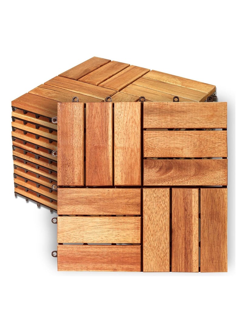 DubaiGallery - Solid Wood Interlocking Flooring Tiles Acacia Deck Tiles, Floor Tiles for Both Indoor and Outdoor Use, Waterproof All Weather - Image 1
