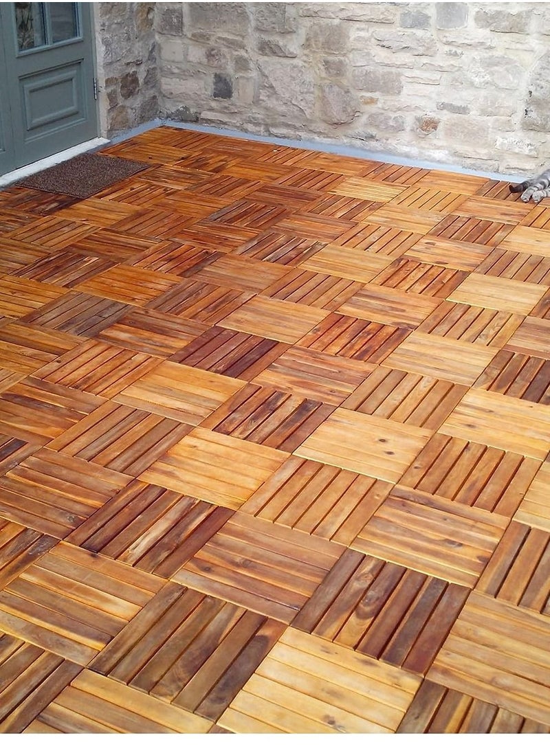 DubaiGallery - Solid Wood Interlocking Flooring Tiles Acacia Deck Tiles, Floor Tiles for Both Indoor and Outdoor Use, Waterproof All Weather - Image 1