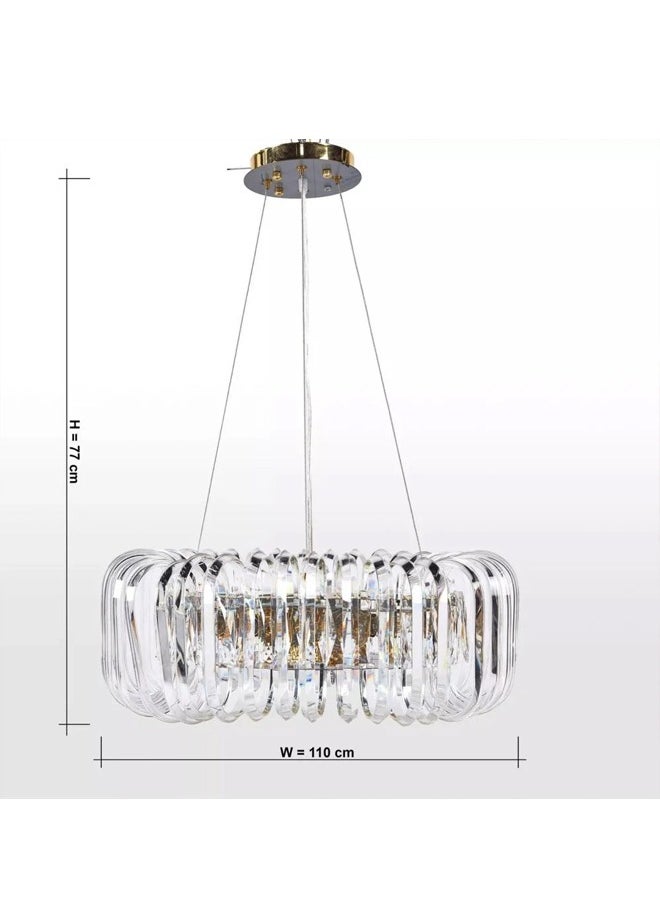 BTM Luxury Oval Crystal Chandelier – Modern Hanging Pendant Light – 110cm Wide for Living Rooms & Halls – 220V  - Image 4