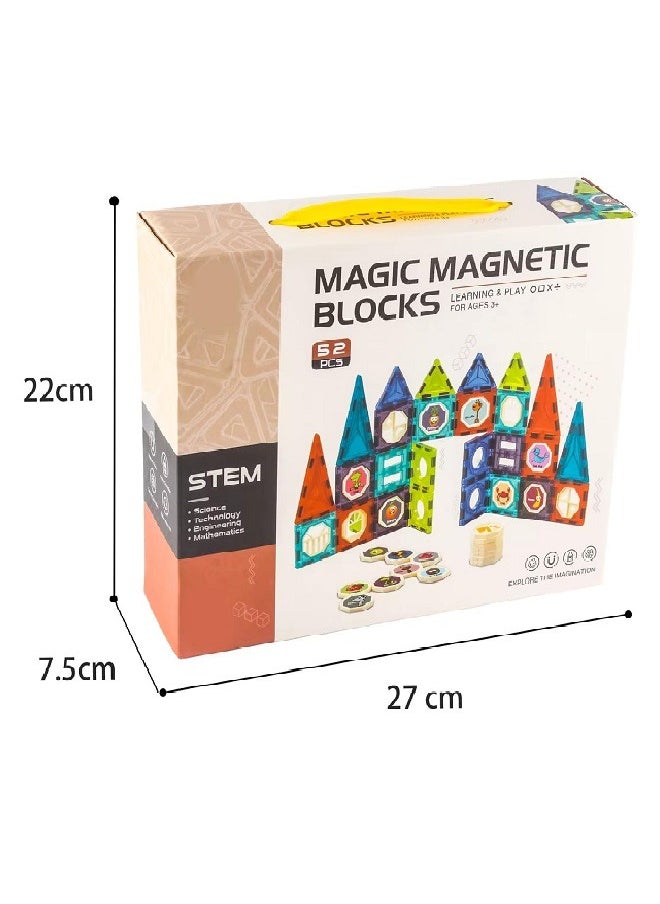3D magnetic building blocks for children of 52 pieces, fun and educational games for children boys and girls from 3-10 years old (multicolored) (light magnetic cube 52 pieces)  - Image 3