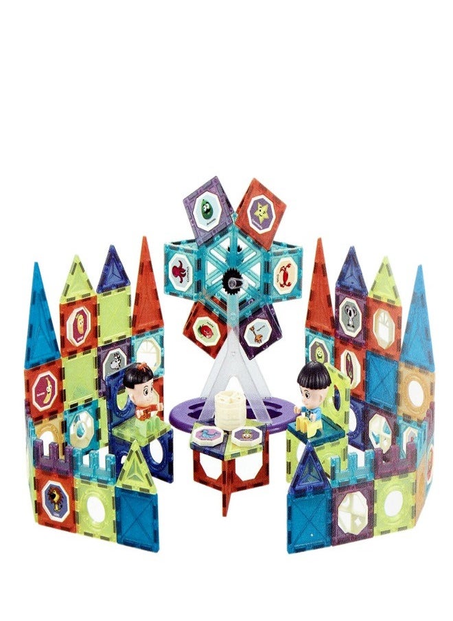 3D magnetic building blocks for children of 52 pieces, fun and educational games for children boys and girls from 3-10 years old (multicolored) (light magnetic cube 52 pieces)  - Image 4