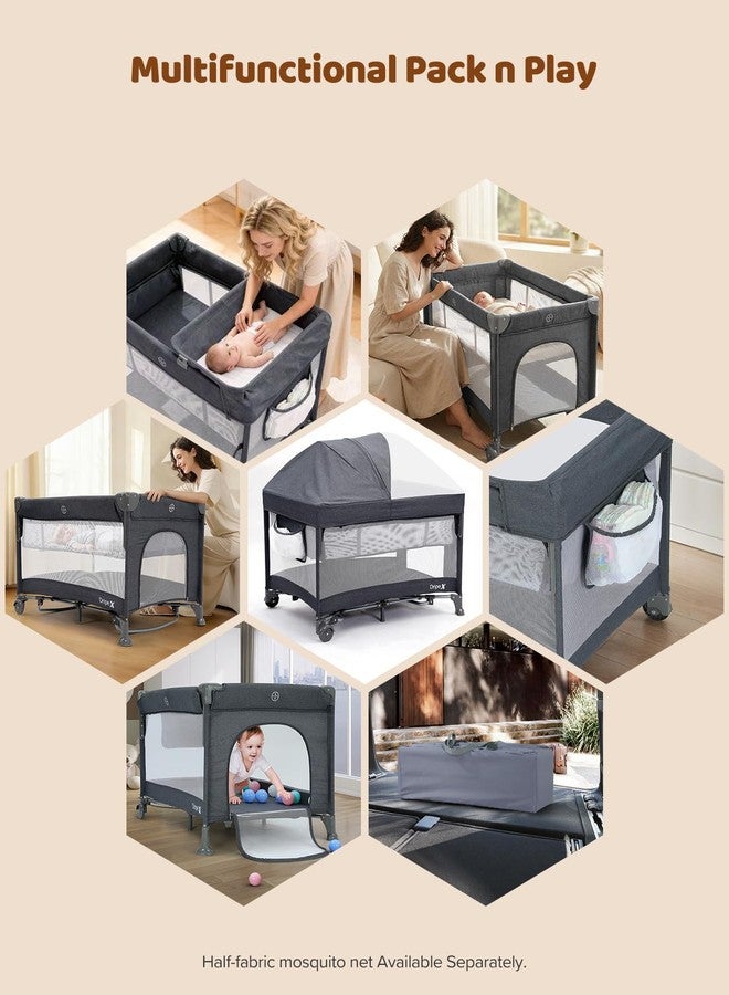 Dripex 5 in 1 Baby Bassinet, 2-Level Height Bedside Bassinet, Storage Pocket & Breathable Mesh - Foldable Portable Bedside Crib for 0 to 12 Months, Dark Grey - Image 3