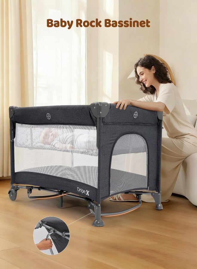 Dripex 5 in 1 Baby Bassinet, 2-Level Height Bedside Bassinet, Storage Pocket & Breathable Mesh - Foldable Portable Bedside Crib for 0 to 12 Months, Dark Grey - Image 5