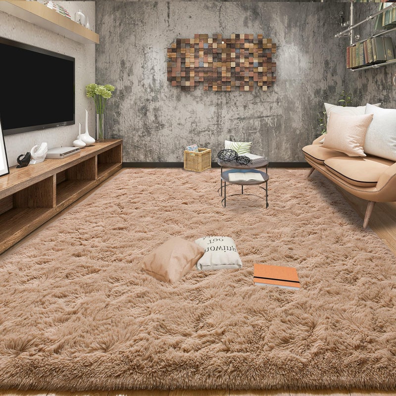 Tepook Super Soft Fluffy Rug for Bedroom, Modern Shaggy Fuzzy Kids Rugs for Living Room, Plush Indoor Nursery Home Decor Dorm Carpet with Non-Slip Bottom, Beige, 4 X 6 Feet - Image 3