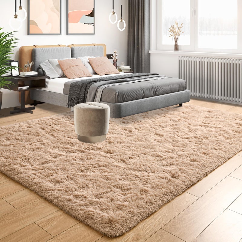 Tepook Super Soft Fluffy Rug for Bedroom, Modern Shaggy Fuzzy Kids Rugs for Living Room, Plush Indoor Nursery Home Decor Dorm Carpet with Non-Slip Bottom, Beige, 4 X 6 Feet - Image 2