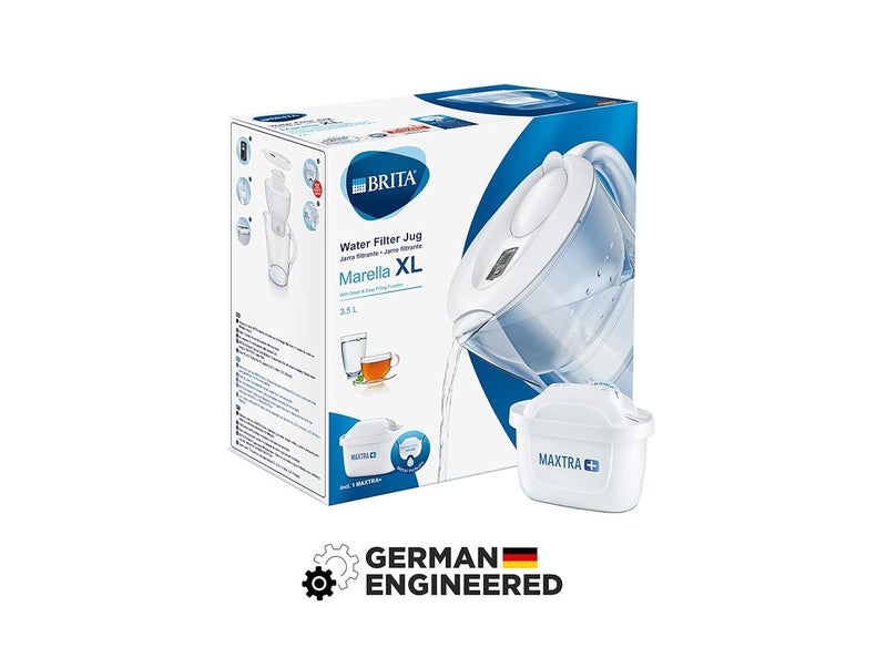BRITA جهاز تصفية المياه ماريللا XL مصنوع في ألمانيا سعة 3.5 لتر أبيض | تصفية قوية بتقنية MicroFlow | لآلئ كربون نشط للحصول على طعم ماء طازج ومغذي - Image 2