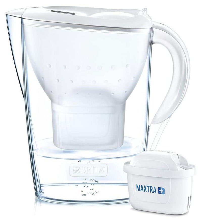 BRITA جهاز تصفية المياه ماريللا XL مصنوع في ألمانيا سعة 3.5 لتر أبيض | تصفية قوية بتقنية MicroFlow | لآلئ كربون نشط للحصول على طعم ماء طازج ومغذي - Image 1