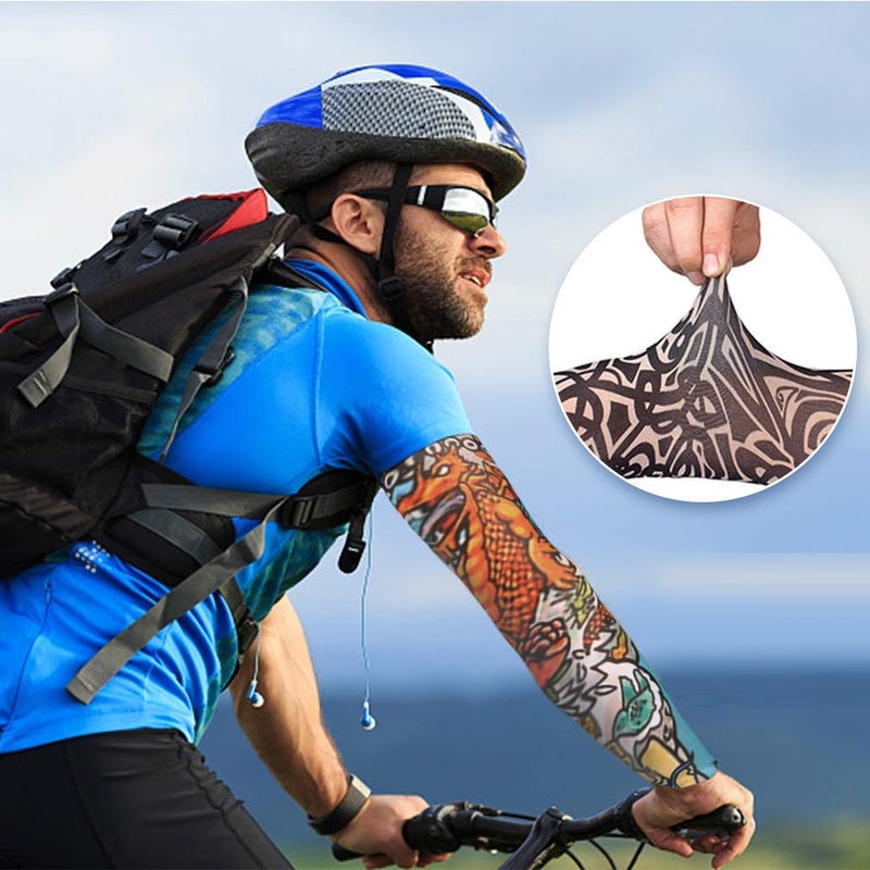 YARIEW 6Pcs Arm Sleeves Fake Tattoos Sleeves to Cover Arms Sun Protection Sleeve Covers for Men and Women (Set 6) - Image 4