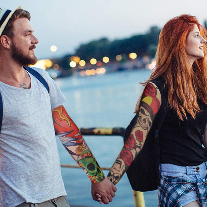 YARIEW 6Pcs Arm Sleeves Fake Tattoos Sleeves to Cover Arms Sun Protection Sleeve Covers for Men and Women (Set 6) - Image 5
