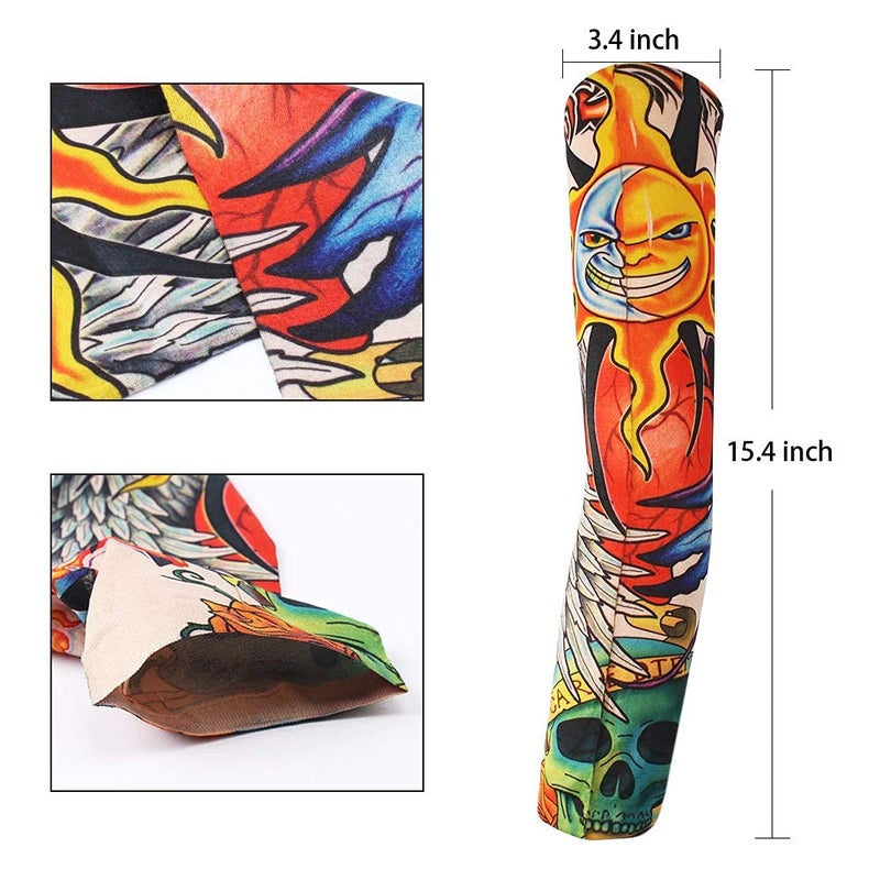 YARIEW 6Pcs Arm Sleeves Fake Tattoos Sleeves to Cover Arms Sun Protection Sleeve Covers for Men and Women (Set 6) - Image 2