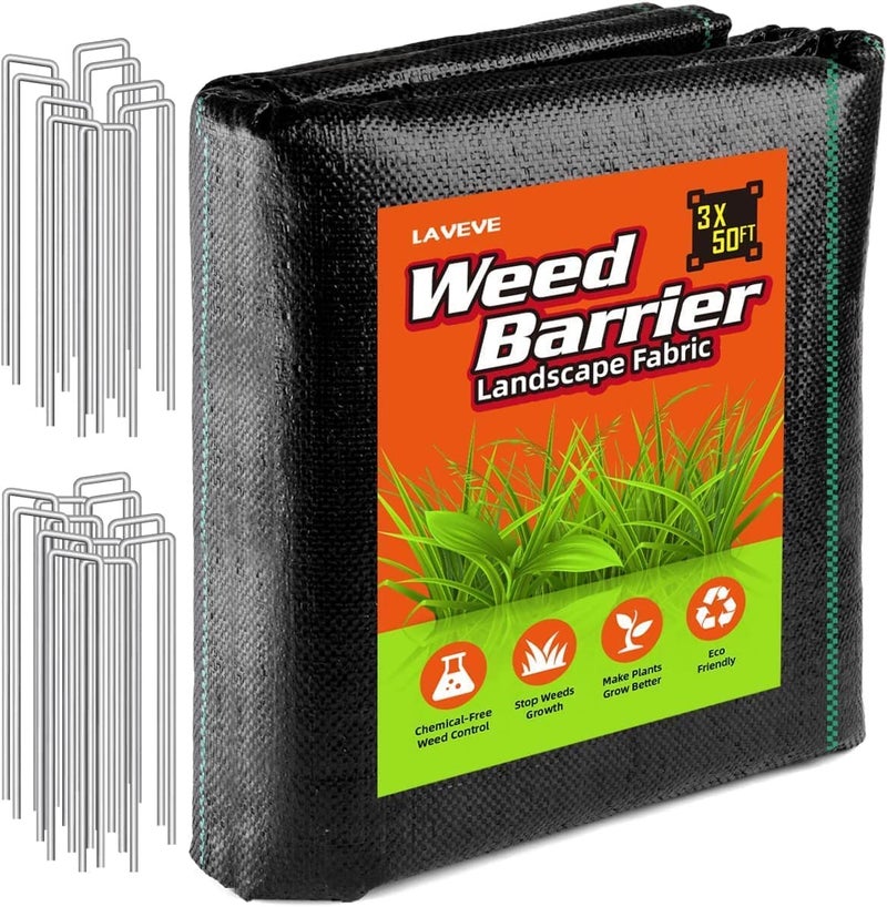 LAVEVE 3FT x 50FT Weed Barrier Landscape Fabric, 3.2oz Premium Heavy Duty Garden Cloth, Ground Cover for Gardening, Farming - Image 1