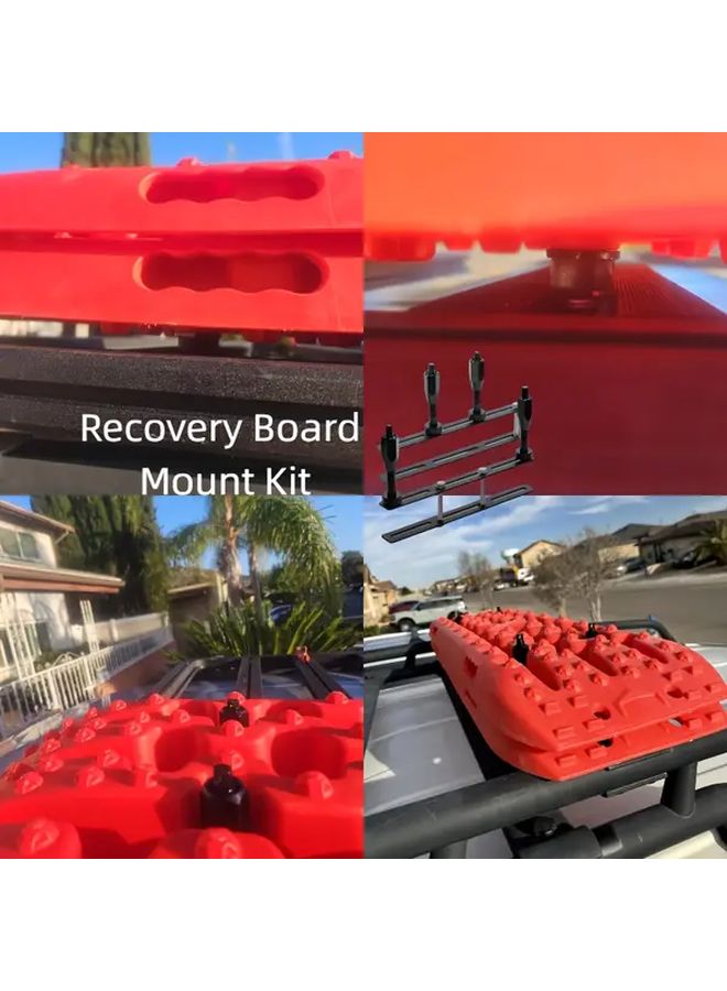 Universal Black Traction Board Mounting Kit Adjustable Lockable Pin Set For Roof Bed Rack Crossbar Cargo Basket Platform With Rails Stainless Steel - Image 1