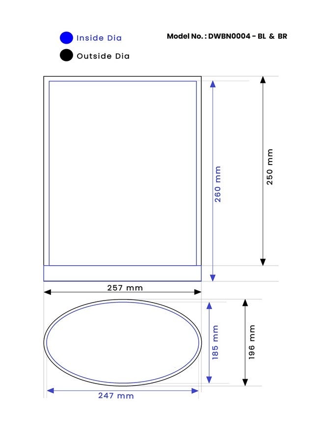 DOLPHY سلة مهملات دلفي المعدنية، سلة قمامة جلدية مفتوحة للأماكن العامة، الغرف، المطابخ، المنزل، المكتب والفنادق - سعة 8 لتر (شكل بيضاوي - أسود) - Image 3