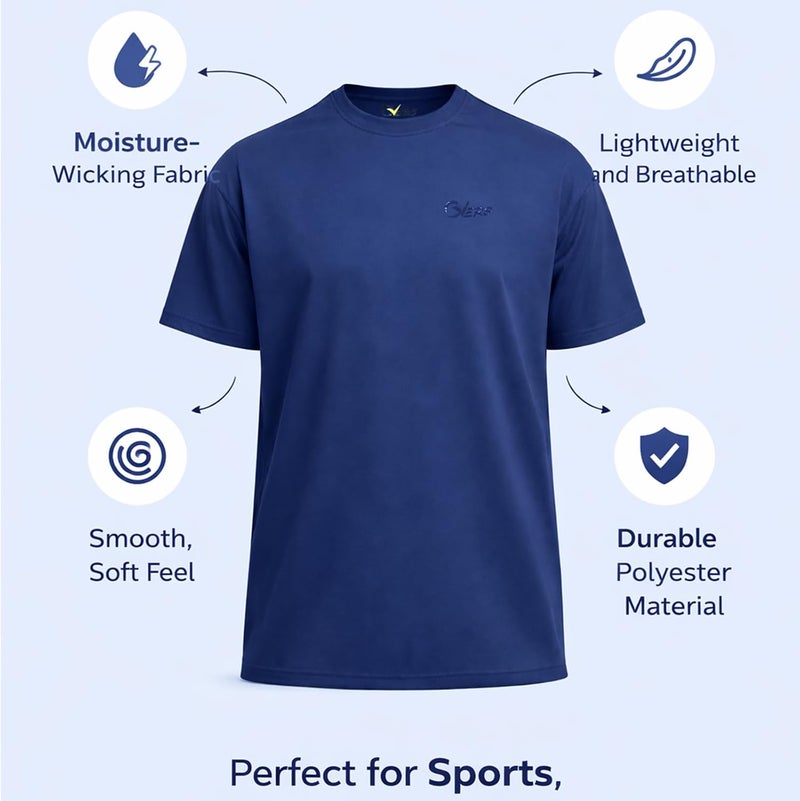 OVERS Plus Size Short Sleeves Round Neck Sports T-Shirts For Mens, Lightweight, Breathable, Stretchable Activewear for Gym, Running & Training. (XL-8XL) - Image 4