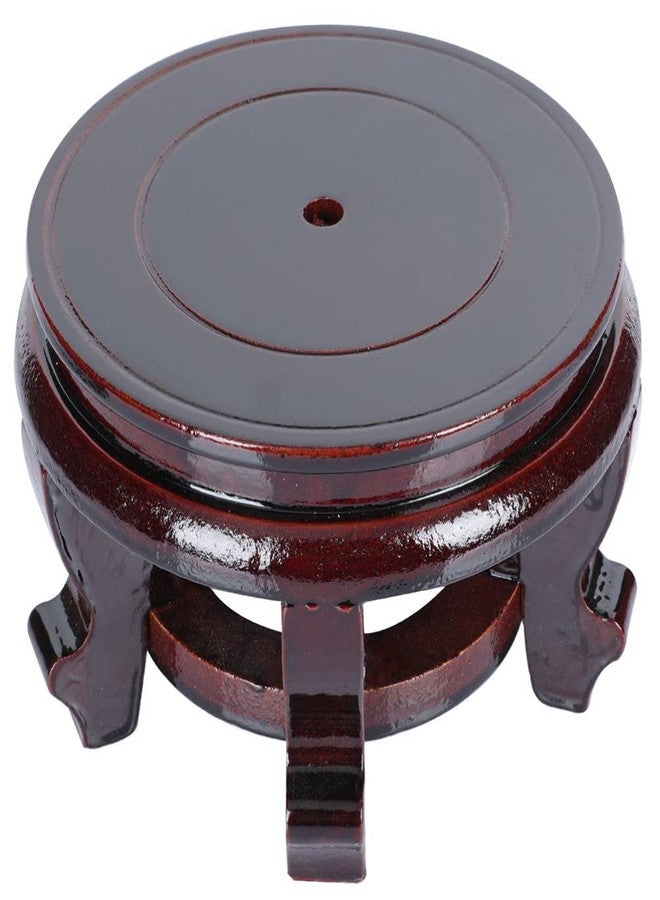 هيموتون قاعدة عرض خشبية، مزهرية على شكل زهرة اللوتس، مصباح طاولة، قاعدة إبريق شاي، حامل أصيص زهور دائري، أثاث كاتالبا، ديكور منزلي ثابت، 7.87 بوصة عرض × 3.9 بوصة ارتفاع - Image 1