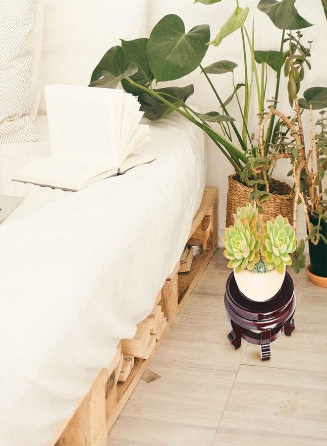 هيموتون قاعدة عرض خشبية، مزهرية على شكل زهرة اللوتس، مصباح طاولة، قاعدة إبريق شاي، حامل أصيص زهور دائري، أثاث كاتالبا، ديكور منزلي ثابت، 7.87 بوصة عرض × 3.9 بوصة ارتفاع - Image 2