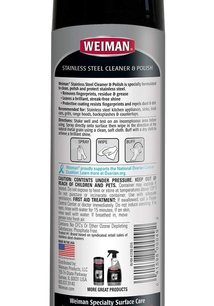 Weiman Stainless Steel Cleaner and Polish Spray, 17 oz - Image 2