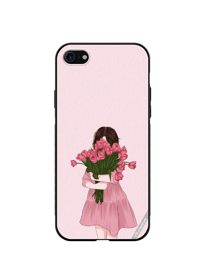 VR CREATIVE Protective Case Cover For Apple iPhone SE (2022) Girl Hugging Bouquet Design Multicolour - Image 1