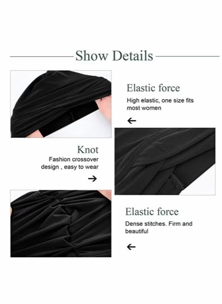 Ocean 4 Pieces Turbans for Women Soft Turban Head Wrap Pleated Beanie Cap - Image 5