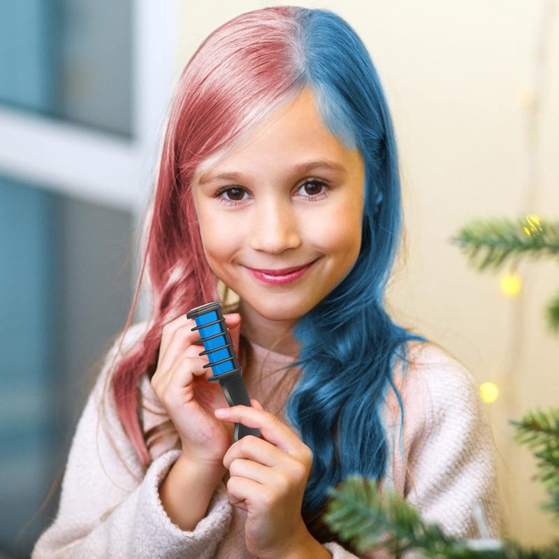 MSDADA New Hair Chalk Comb Temporary Hair Color Dye for Girls Kids with Light Color Hair, Washable Hair Chalk for Girls Age 4 5 6 7 8 9 10 Birthday Cosplay DIY,Independence Day (Red,White,Blue) - Image 4