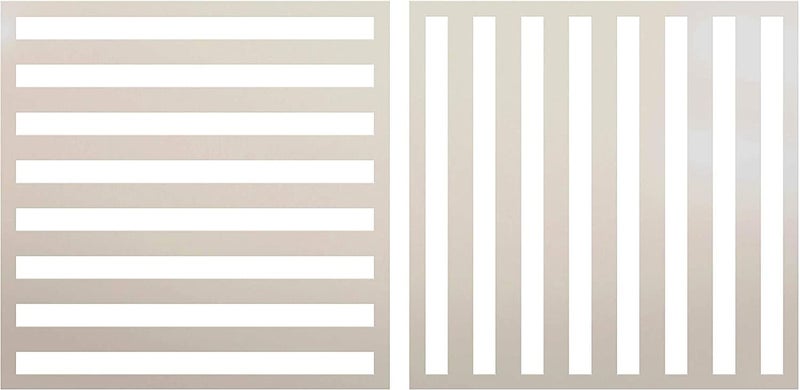 Ivanas Ivanas Gingham Plaid Stripes Stencil 2 Part Reusable Mylar Template Use to Paint Wood Signs Pillows Flour Sack Towels DIY Country Decor Size 12 x 12 - Image 1
