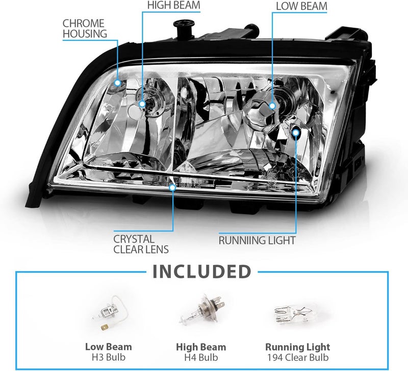 AmeriLite Crystal Headlights for Mercedes-Benz C Class W202 - Driver and Passenger Side - Image 4