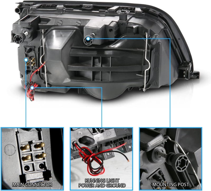 AmeriLite Crystal Headlights for Mercedes-Benz C Class W202 - Driver and Passenger Side - Image 5