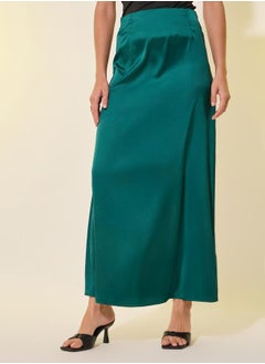 Styli Solid Mid Rise Satin Maxi Skirt  - Image 2