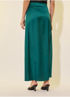 Styli Solid Mid Rise Satin Maxi Skirt  - Image 4