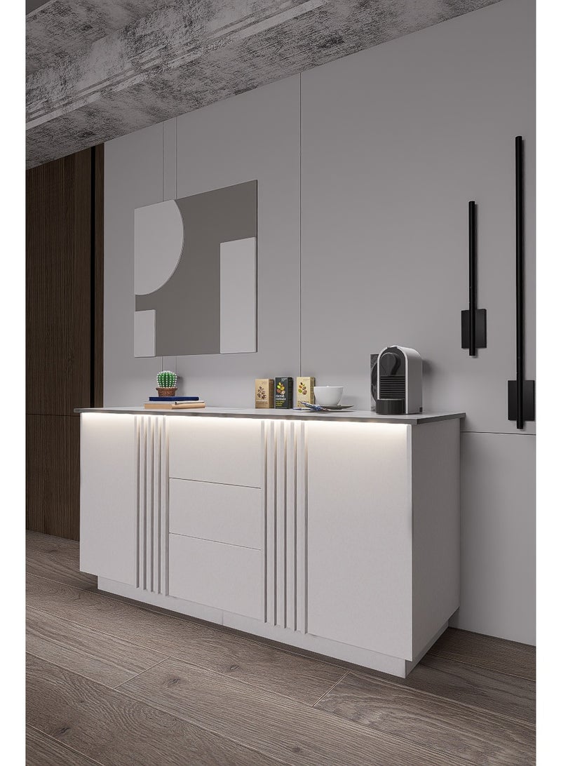 كوفي وورلد ركن القهوة باللون الأبيض بالاضاءة المخفية الانيقة تكيسات الطولية. - Image 3